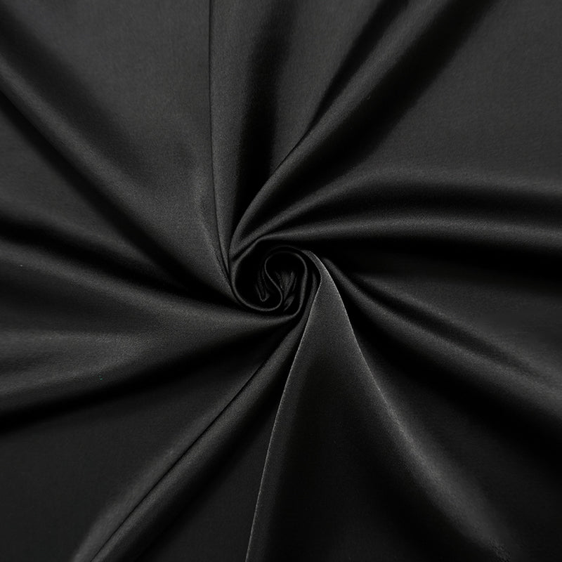 Black Poly-Rayon Glossy Satin Woven Fabric