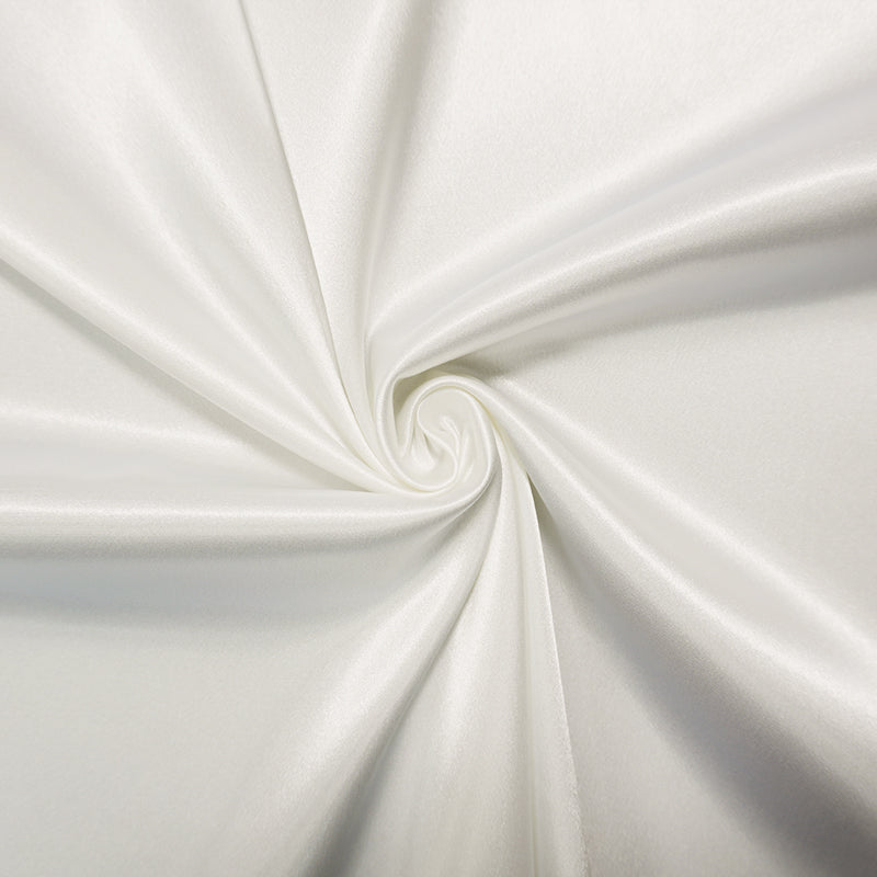White Poly Solid Stretch Satin Woven Fabric