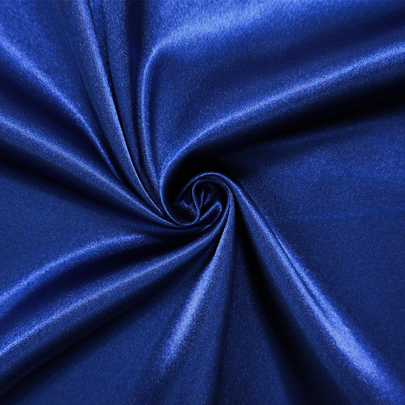 Blue Poly Stretch Satin Woven Fabric