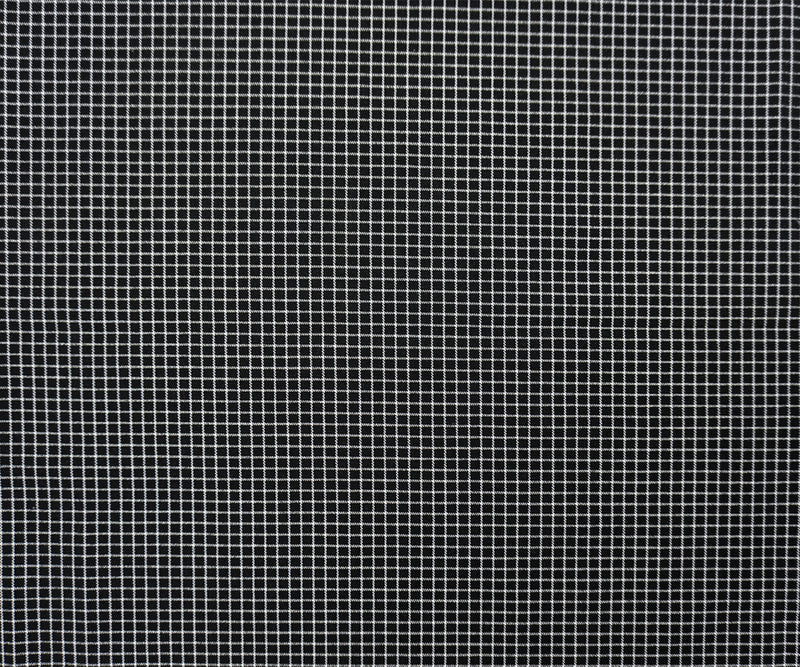 Black-White Rayon Cotton Stretch Check Twill Woven Fabric