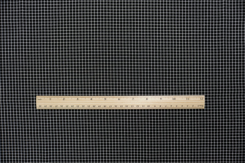 Black-White Rayon Cotton Stretch Check Twill Woven Fabric