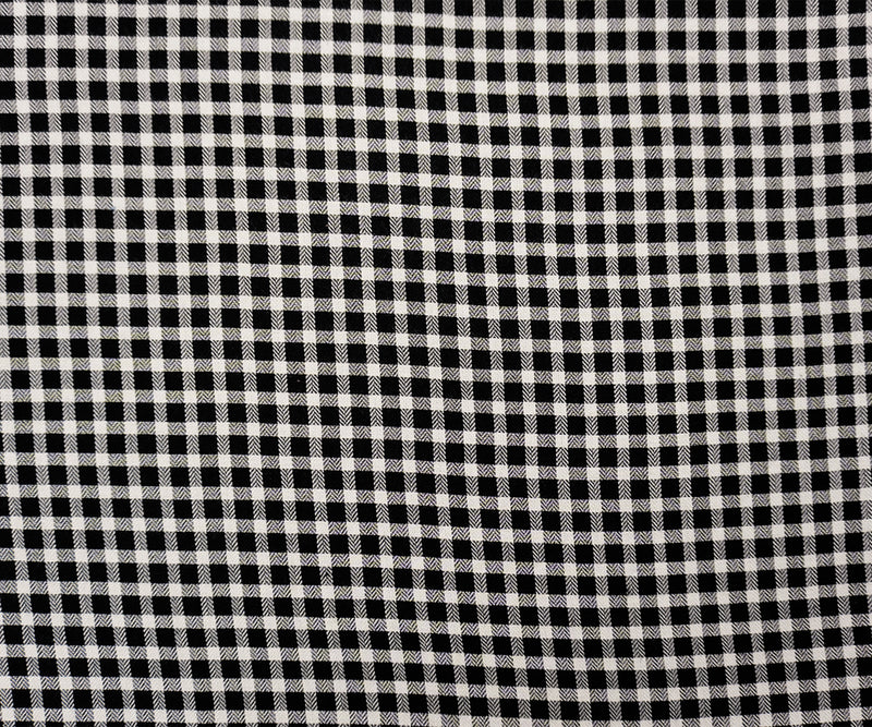 Black-White Rayon Check Twill Woven Fabric