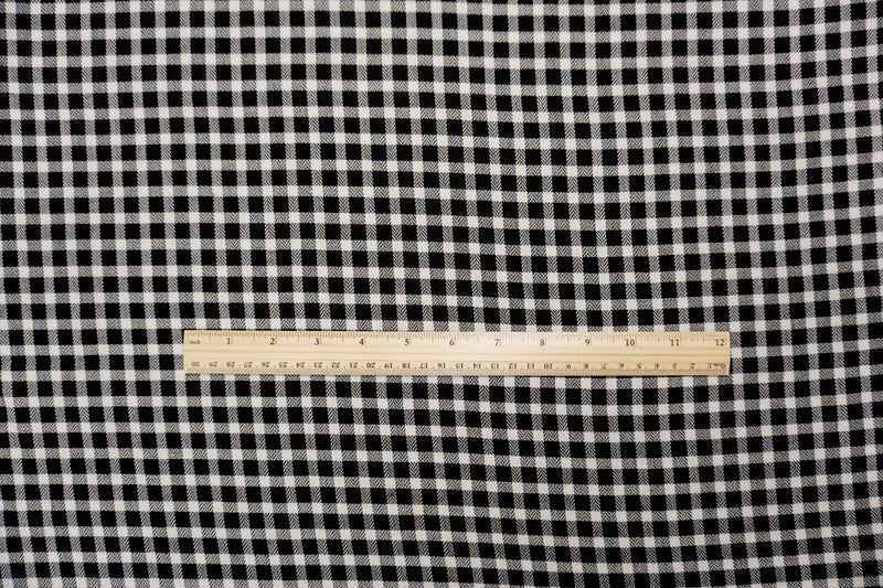 Black-White Rayon Check Twill Woven Fabric