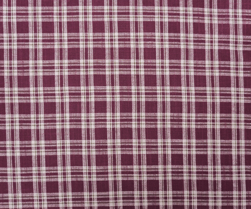 Red-Gray-Green Cotton Plaid Woven Fabric