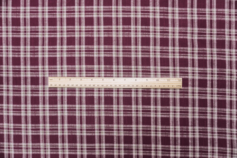 Red-Gray-Green Cotton Plaid Woven Fabric