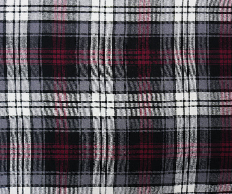 Black-Burgundy-Multi Cotton Plaid Flannel Twill Woven Fabric