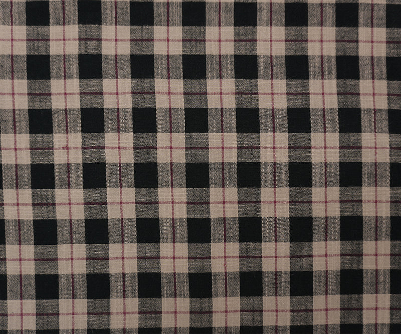 Black-Beige-Red Cotton Plaid Woven Fabric