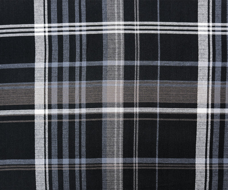 Black-Multi Cotton Plaid Momie Crepe Woven Fabric