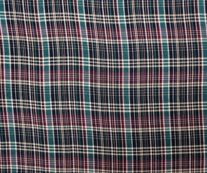 Green-Red-Multi Rayon Plaid Twill Woven Fabric
