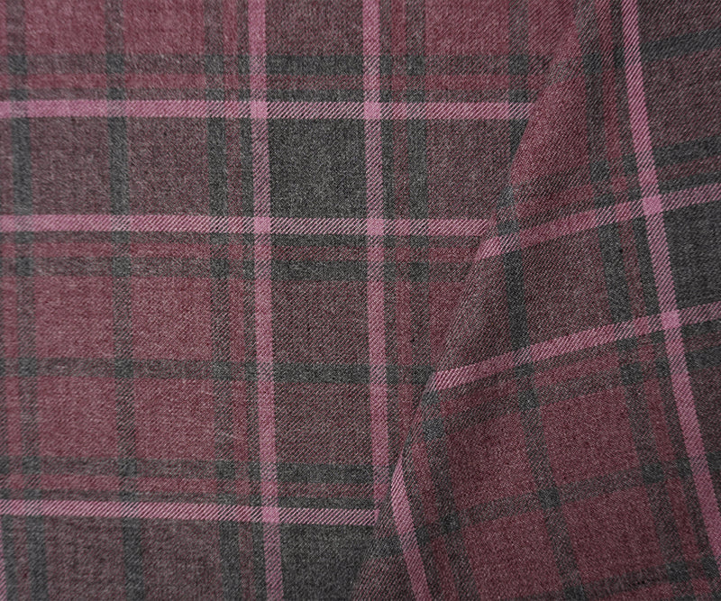 Burgundy-Multi Cotton Plaid Flannel Twill Woven Fabric