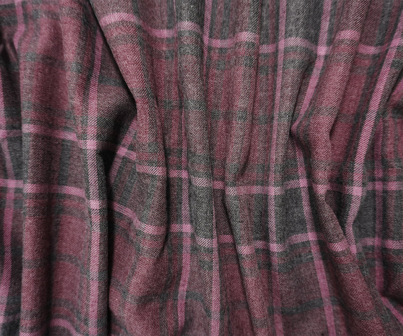 Burgundy-Multi Cotton Plaid Flannel Twill Woven Fabric