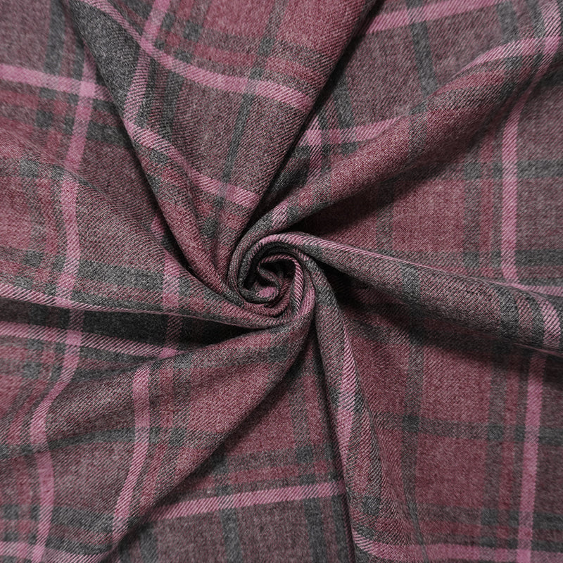 Burgundy-Multi Cotton Plaid Flannel Twill Woven Fabric