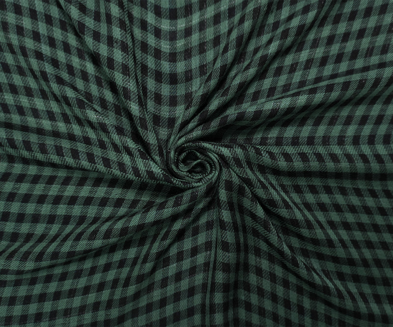 Green-Blue-Multi Cotton Plaid Double Gauze Twill Woven Fabric