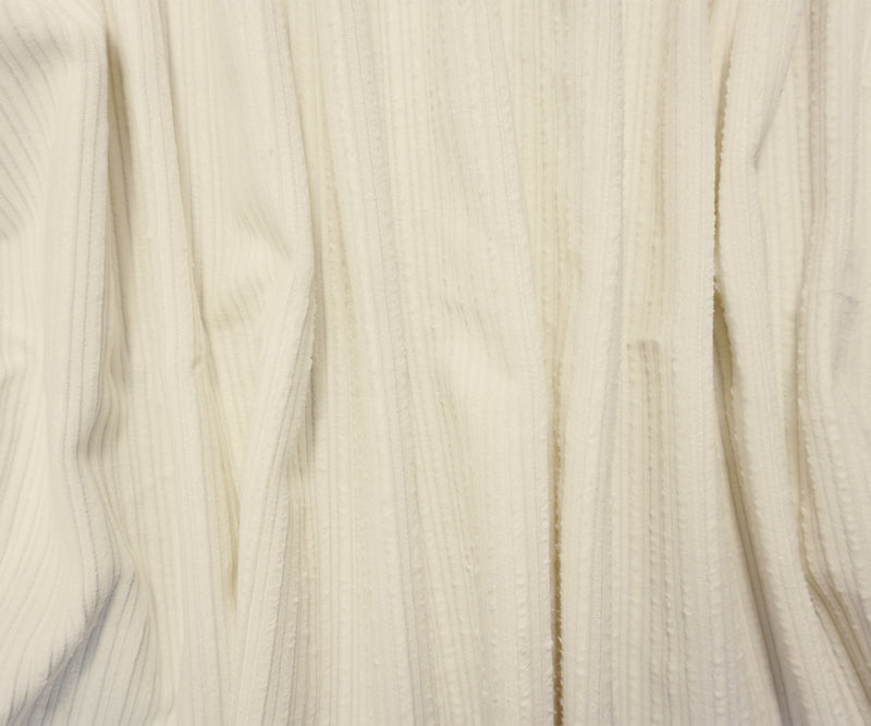 White Cotton Stripe Italian Corduroy Woven Fabric