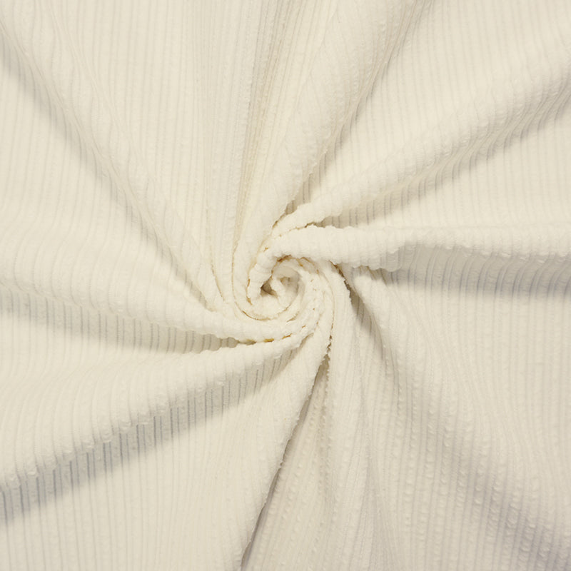 White Cotton Stripe Italian Corduroy Woven Fabric