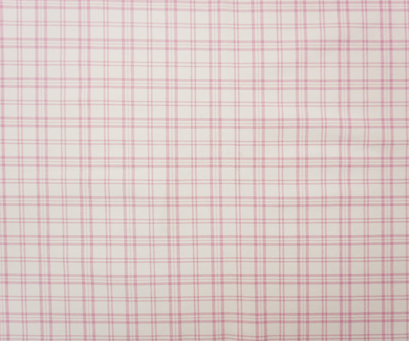 Pink-White Rayon Cotton Spandex Stretch Plaid Twill Woven Fabric