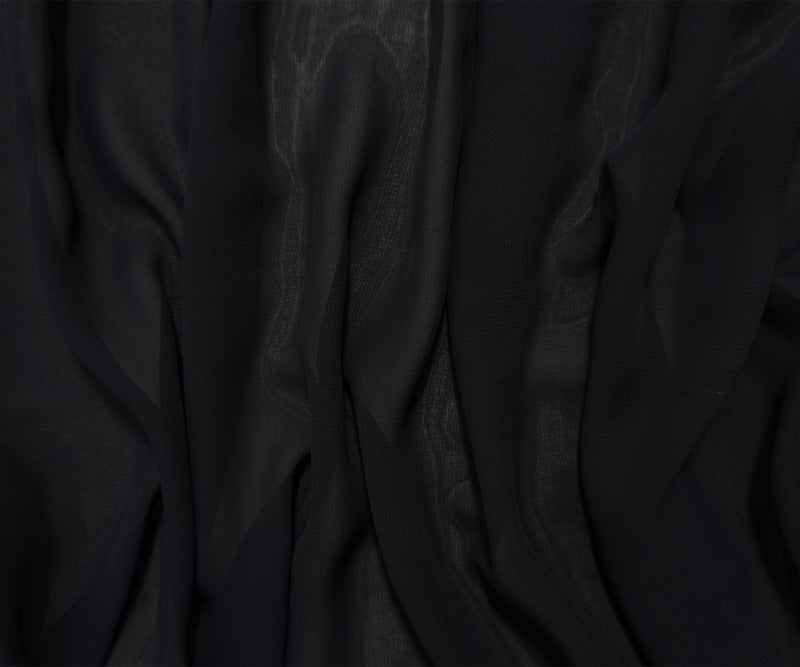 Black Cotton Solid Chiffon Woven Fabric
