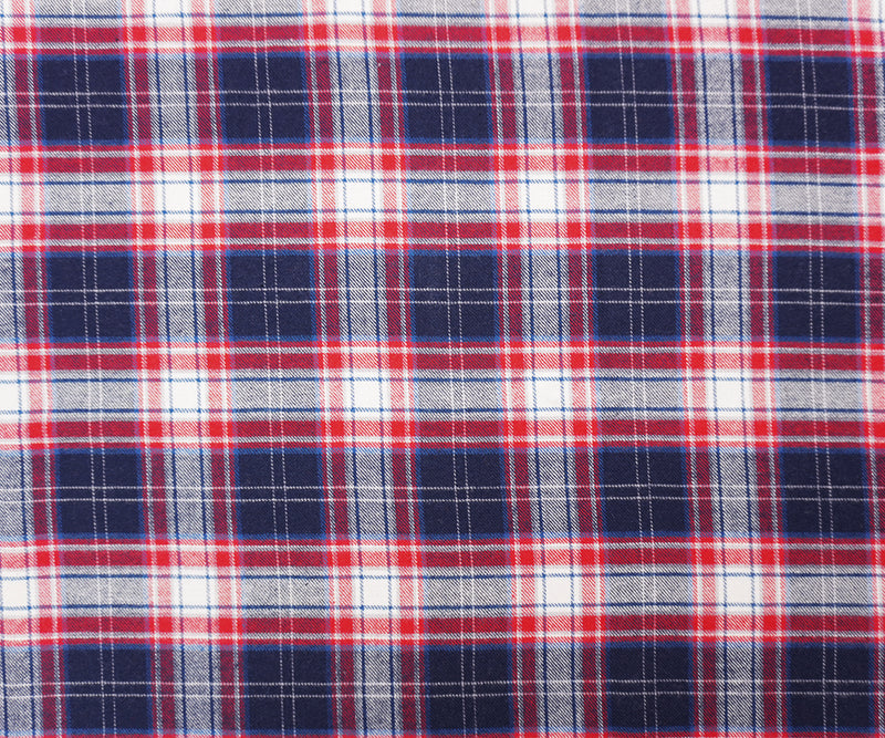 Red-Blue-White Cotton Plaid Flannel Twill Woven Fabric