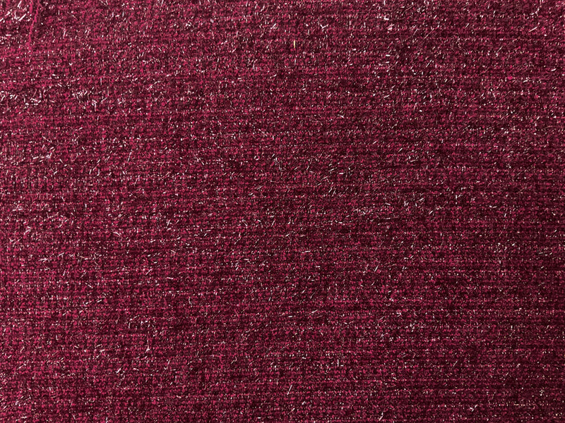 Red Poly Metallic Eyelash Texture Boucle Novelty Knit Fabric