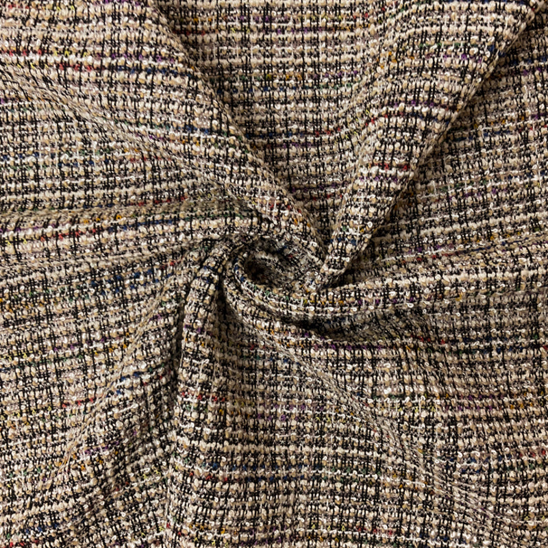 Beige Poly Blend Texture Boucle Double Knit Novelty Fabric