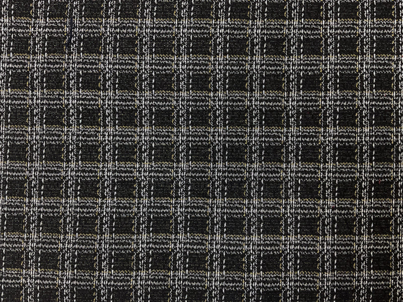 Black-Gold-Multi Poly Plaid Boucle Double Knit Novelty Fabric