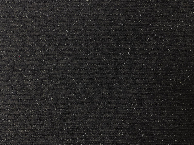 Black-Metallic Poly Stripe Boucle Novelty Knit Fabric