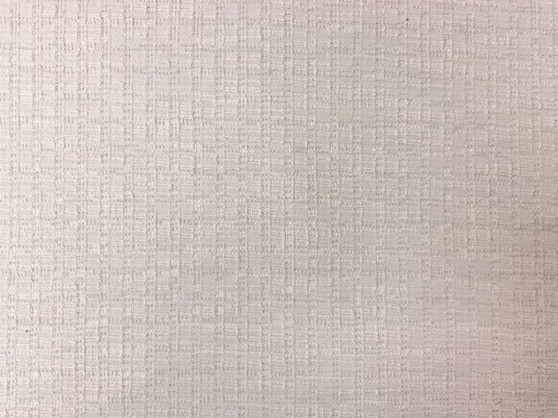 White-Silver Poly Blend Texture Boucle Plaid Novelty Knit Fabric