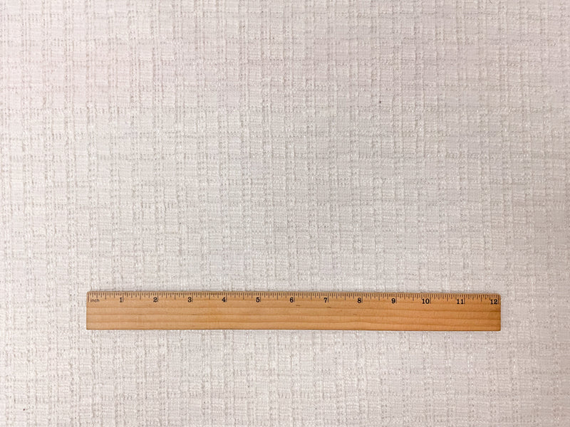 White-Silver Poly Blend Texture Boucle Plaid Novelty Knit Fabric