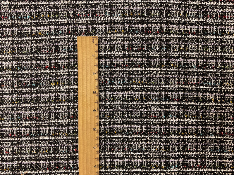 Black-Multi Poly Blend Texture Double Knit Novelty Fabric