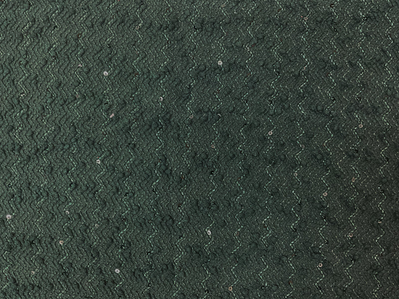Green Poly Wave Sequin Boucle Novelty Knit Fabric