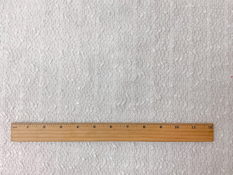 White Poly Wave Sequin Boucle Novelty Knit Fabric