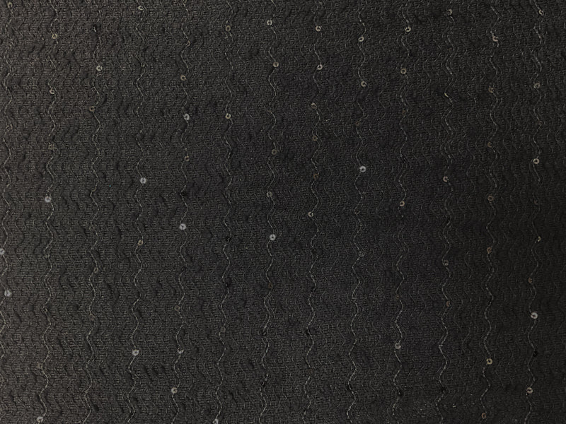 Black Poly Wave Sequin Boucle Novelty Knit Fabric