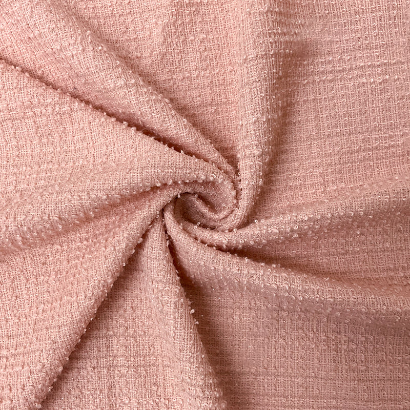 Pink-Silver Poly Texture Boucle Novelty Knit Fabric