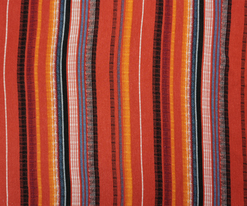 Red-Multi Rayon Famous Maker Aztec Stripe Printed Crepon Fabric