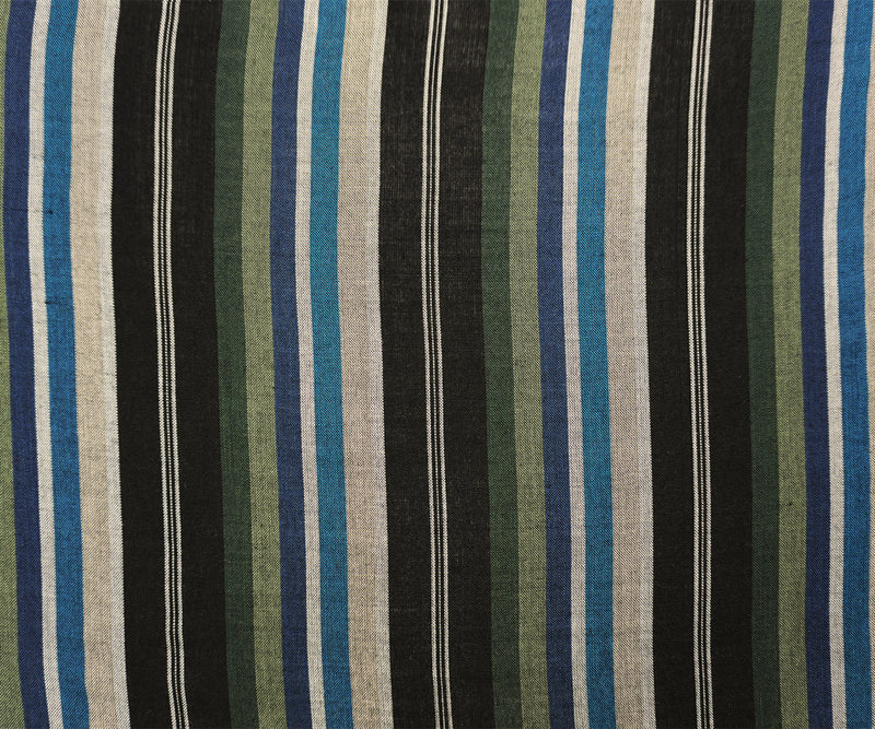 Black-Green-Multi Famous Maker Rayon Stripe Woven Fabric