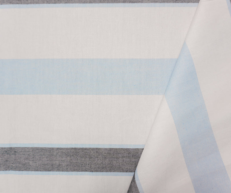 White-Blue Famous Maker Cotton Stripe Oxford Woven Fabric