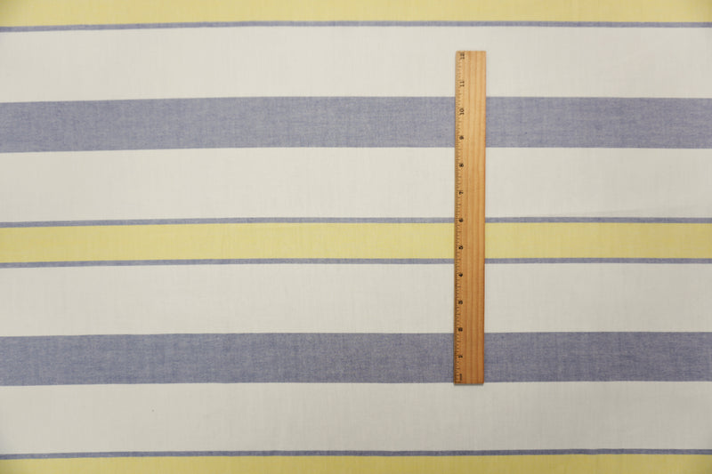 Blue-Yellow-White Famous Maker Cotton Stripe Oxford Woven Fabric