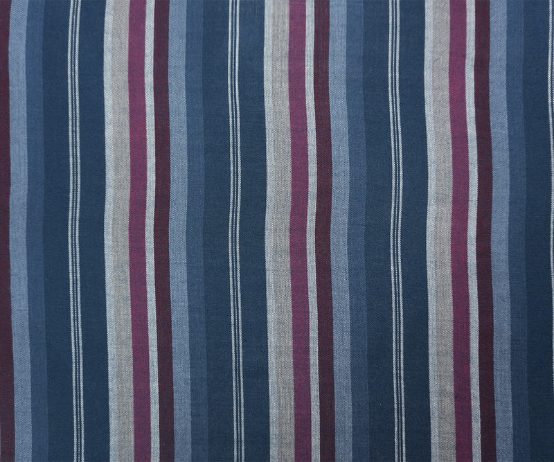 Blue-White-Red Famous Maker Rayon Stripe Woven Fabric