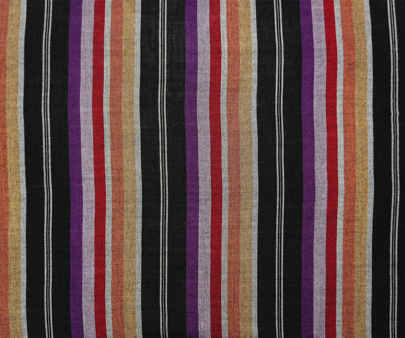 Black-Purple-Multi Famous Maker Rayon Stripe Woven Fabric