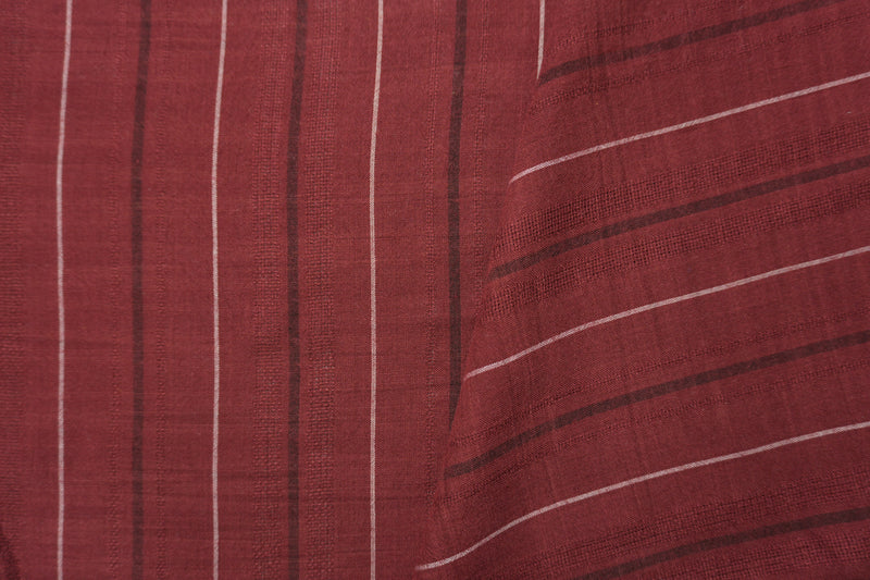 Red-Multi Famous Maker Rayon Stripe Dobby Woven Fabric