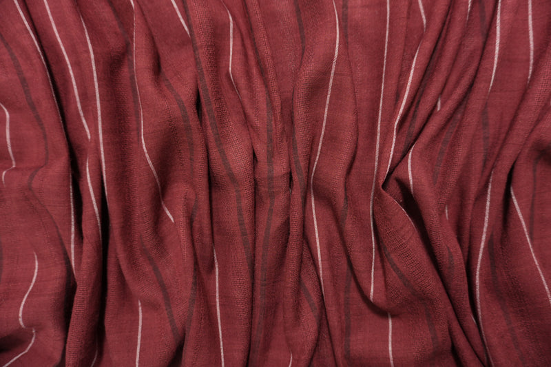 Red-Multi Famous Maker Rayon Stripe Dobby Woven Fabric