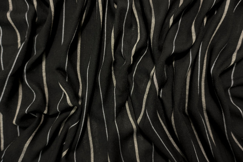 Black-White Famous Maker Rayon Stripe Dobby Woven Fabric