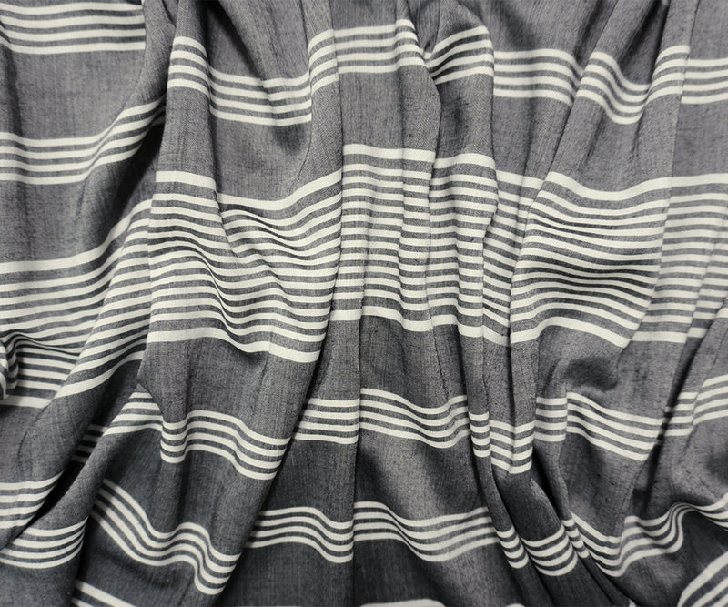 Black-White Famous Maker Rayon Stripe Woven Fabric