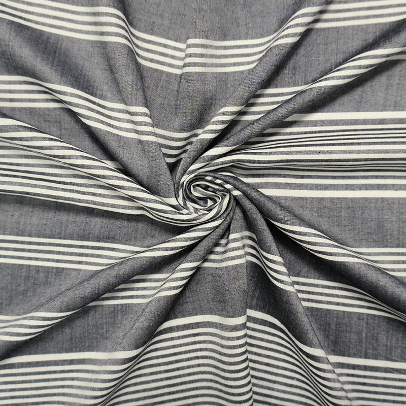 Black-White Famous Maker Rayon Stripe Woven Fabric