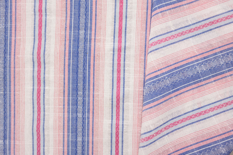 Blue Famous Maker Cotton Stripe Dobby Woven Fabric