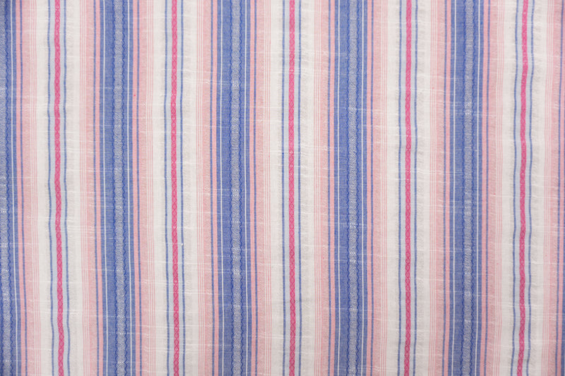 Blue Famous Maker Cotton Stripe Dobby Woven Fabric