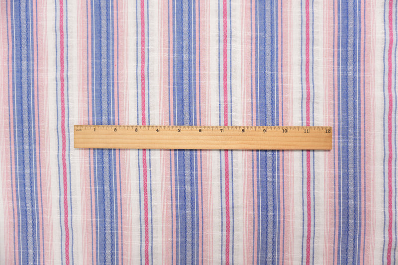 Blue Famous Maker Cotton Stripe Dobby Woven Fabric