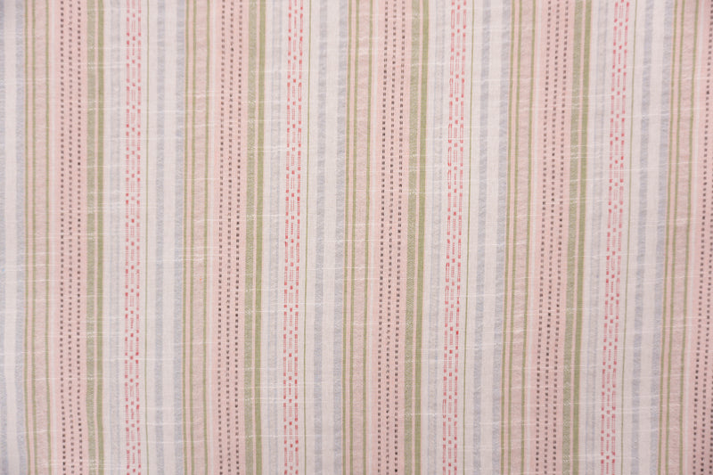 Pink-Multi Famous Maker Poly Blend Stripe Dobby Woven Fabric