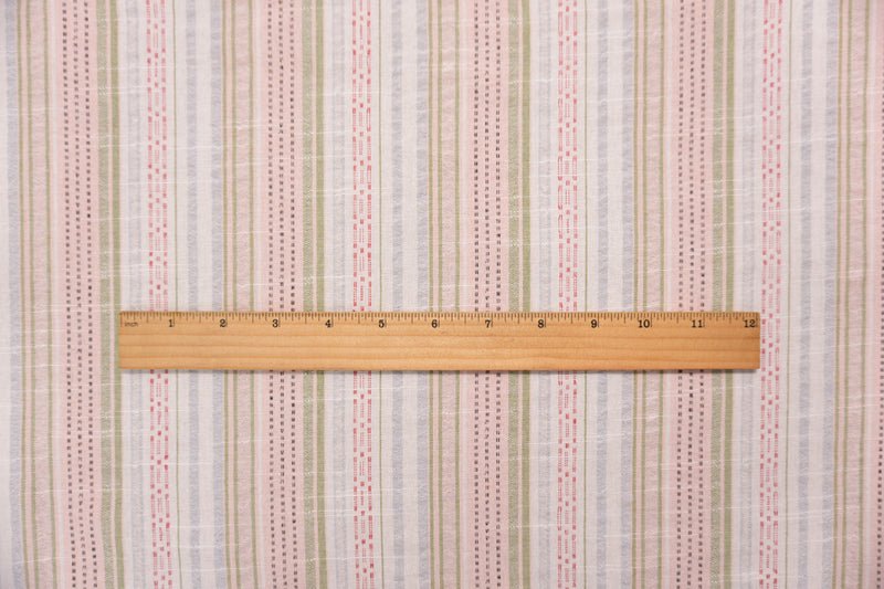 Pink-Multi Famous Maker Poly Blend Stripe Dobby Woven Fabric