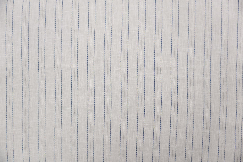 White-Blue Famous Maker Rayon Linen Stripe Dobby Woven Fabric